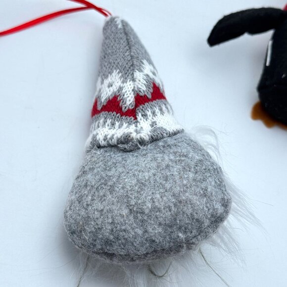 3 Pc Christmas Ornaments Penguin Gnome Bird Knit Felt Embroidery Festive - Picture 9 of 9